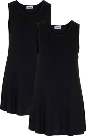 Bonprix Shirttop BONPRIX, Damen, Gr. 56/58 (XXXL), schwarz, Jersey, Obermaterial: 95% Viskose, 5% Elasthan, unifarben, A-Linie Po-bedeckend, Rundhals, Tops Sh