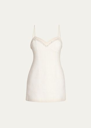 LoveShackFancy Sue Embellished Wool-Blend Mini Dress