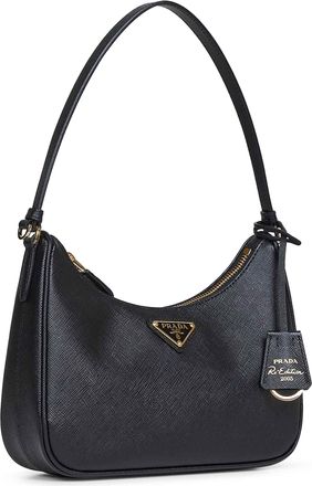 Prada Womens Mini Shoulder Bag Re-Edition Black Calf Leather