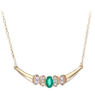 Diamant L'&eacute;ternel Womens 9ct Yellow Gold Diamond and Emerald Ladies Necklace - One Size