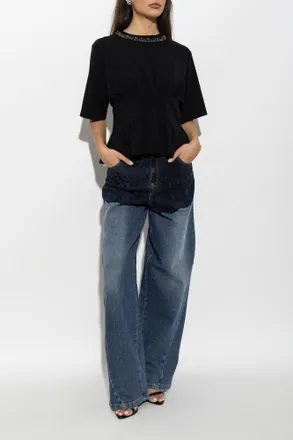 Blumarine Lace-print Jeans, Womens, Blue