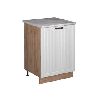 Vicco Mueble Bajo De Cocina Fame-line, Blanco Casa De Campo/roble Dorado, 60 Cm 1 Puerta Con Encimera, Vicco
