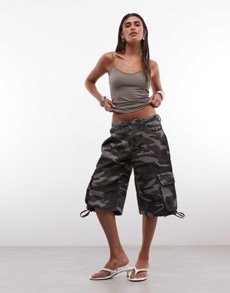 Liquor & Poker Pantaloncini cargo larghi mimetici-Multicolore