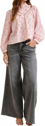 Judy Blue Mid Rise Palazzo Split Back Yoke Jeans In Washed Grey