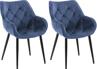 Clp Clp - Set De 2 Sillas De Comedor Tanna En Terciopelo Azul