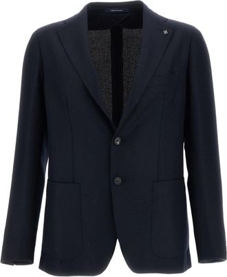 Tagliatore Blue Single Breasted Wool Notch Lapel Blazer