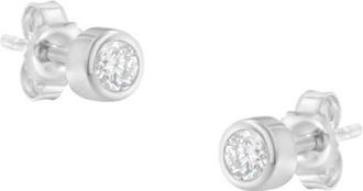 House of Brilliance 10K White Gold 1/5 Ct Diamond Bezel- Solitaire Stud Earrings at Nordstrom