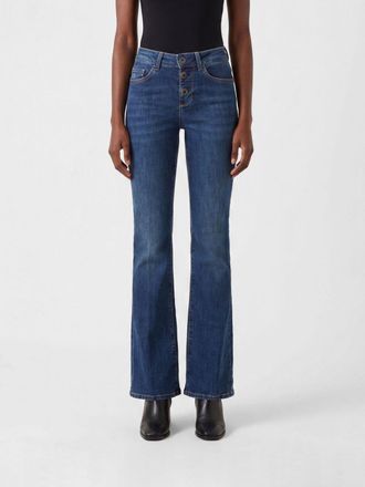 Liu Jo Jeans flared a vita media in denim di cotone con logo metallico