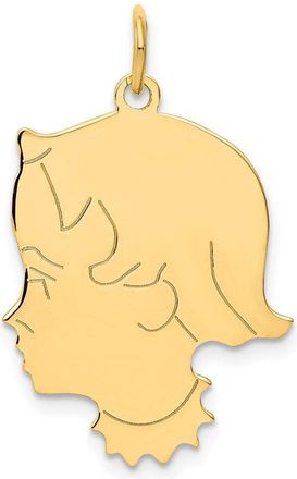 Diamond2Deal 14k Yellow Gold.013 Depth Engravable Girl Head Charm Pendant