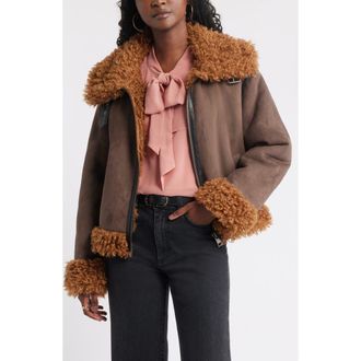 Treasure & Bond Faux Shearling Jacket in Brown Quartz at Nordstrom Rack, Size Xx-Large