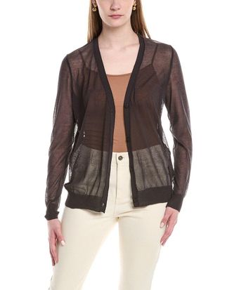 Lafayette 148 New York V-Neck Button Front Wool-Blend Cardigan