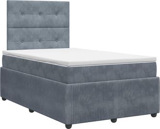 vidaXL Cama Box Spring Con Colch&oacute;n Gris Oscuro 120 X 190 Cm Terciopelo Vidaxl