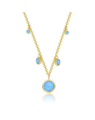Genevive 14K Over Silver Opal Pendant Necklace