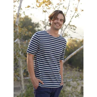 Saint James LEVANT MODERN - Breton Stripe Short Sleeve Shirt in Navy/ecru at Nordstrom, Size Xxx-Large