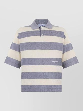 Stone Island relaxed fit striped cotton linen polo