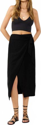 Lovestitch Smocked Back Wrap Midi Skirt In Black