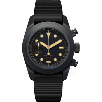 Unimatic Modello Tre Fixed Chronograph Silicone Strap Watch in Black at Nordstrom