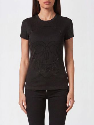 Philipp Plein T-shirt slim fit in cotone con stampa Skull e strass