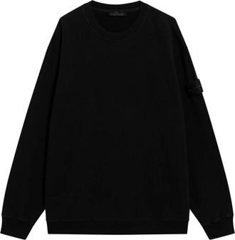 Stone Island Crewneck Sweatshirt - Heren - Sweatshirts - Zwart - S - Katoen - Hoodies & sweatvesten