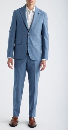 Jack Victor Midland Contemporary Fit Light Blue M&eacute;lange Wool & Cotton Blend Suit at Nordstrom, Size 42