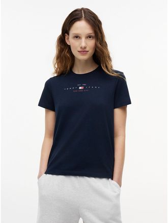 Tommy Hilfiger Womens Tommy Jeans Logo Lightweight T-Shirt - Navy - XXS