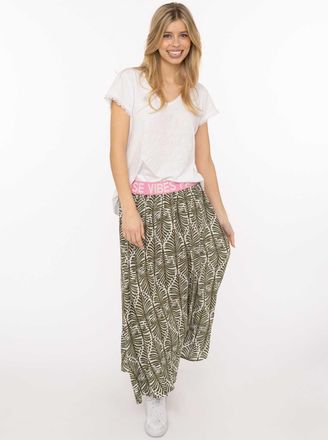 Zwillingsherz Maxirock ZWILLINGSHERZ Jungle Leaves, Damen, Gr. L/XL, gr&uuml;n, Web, Obermaterial: 100% Viskose, R&ouml;cke Maxirock, Bl&auml;ttermotiv, Gummizug mit Schrift, leic