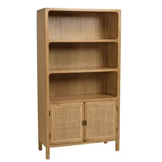 Macabane Librer&iacute;a de 2 puertas y 3 estantes, 180 cm de alto, de madera de mindi