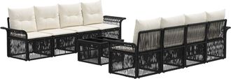 vidaXL Conjunto De Sof&aacute;s De Jard&iacute;n 9 Uds. Negro Rat&aacute;n Sint&eacute;tico Vidaxl