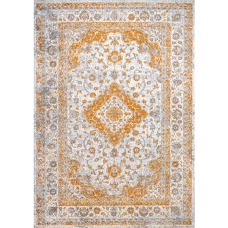 Jonathan Y Designs Indhira Ornate Medallion Persian Area Rug in Orange/cream at Nordstrom, Size 2Ft 0In X 8Ft 0In