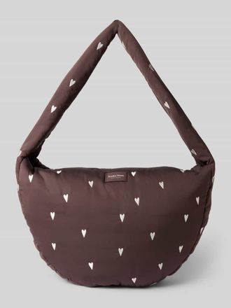 Studio Noos Handtasche mit Stitchings und Label-Detail in Dunkelbraun, Gr&ouml;&szlig;e 1