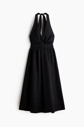 H&M Cotton Halterneck Dress in Black at Nordstrom, Size Xx-Large