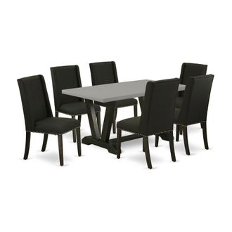 East West Furniture 7-Piece Dining Room Table Set - 6 Parson Dining Chair and Dinette Table Hardwood Frame