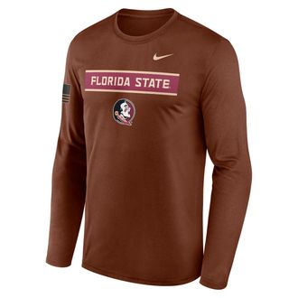 Nike Florida State 2026 Military Appreciation Legend Nike Mens Dri-FIT College Long-Sleeve T-Shirt in Brown | 02TJ2GYFTN-VZG