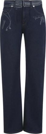 Jean Paul Gaultier Jeans met Trompe loeil Print - Dames - Regular Fit Jeans - Blauw - W27 - Katoen - Jeans