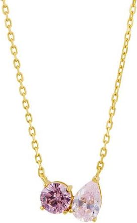 Savvy Cie Jewels Cubic Zirconia Toi et Moi Pendant Necklace in Pink at Nordstrom Rack