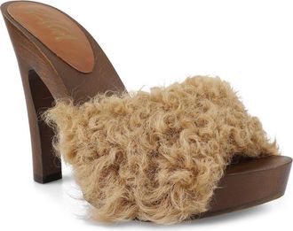 Zigi Soho Genuine Shearling Platform Sandal in Tan at Nordstrom, Size 11