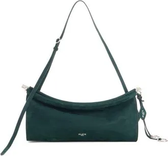 Alaia Medium Le Click East/West Nubuck Shoulder Bag in Vert Foret at Nordstrom
