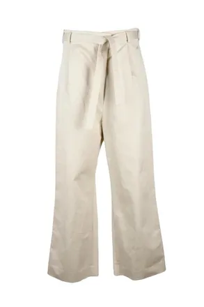 Add High Waist Wide Leg Chino Trousers - Beige