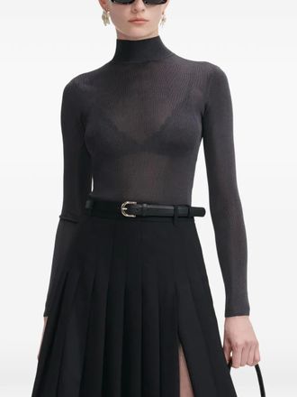 Self Portrait Top met hoge hals en lange mouwen - Zwart