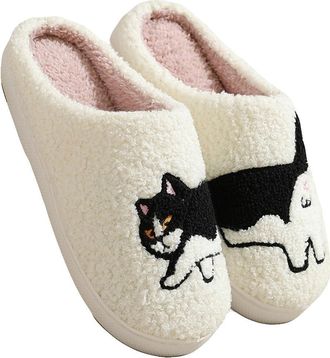 Generic Womens Mens Fuzzy Slipper Interesting Printed Patterns Home Shoes Memory Foam Cozy Plush Couple Indoor Household Slippers(Cat,UK 4.5)