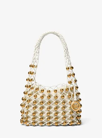 Michael Kors Limited-Edition Gwen Small Studded Hand-Woven Leather Hobo Shoulder Bag