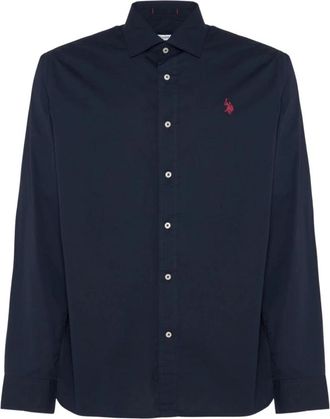 U.S.Polo Association ZAM Camicia - Heren - Casual Overhemden - Blauw - L - Denim - Overhemden