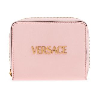 Versace Wallets & Cardholders, female, Pink, Size: ONE SIZE Leather wallet with logo