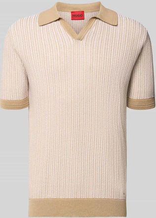HUGO BOSS Regular Fit Poloshirt aus Baumwoll-Leinen-Mix Modell SEEROY in Sand, Gr&ouml;&szlig;e XXL