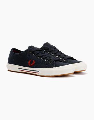 Fred Perry Mens Fred Perry B708 Vintage Tennis Canvas Mens Navy/Red Trainers - Blue - Size: 11