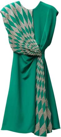 Versace Abito da sera midi in seta di Versace con ricami