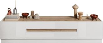 VENTE-UNIQUE.COM Mueble de TV 2 puertas y 2 cajones L205 cm - Efecto Madera clara