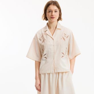 La Redoute Collections Geborduurd en opengewerkt hemd met korte mouwen