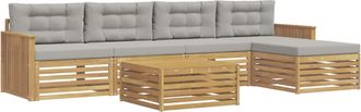 vidaXL Conjunto De Sof&aacute;s De Exterior 6 Uds. Blanco Y Gris Claro Vidaxl