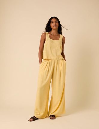 Nobody's Child Butter Yellow Linen-blend Jerrow Trousers